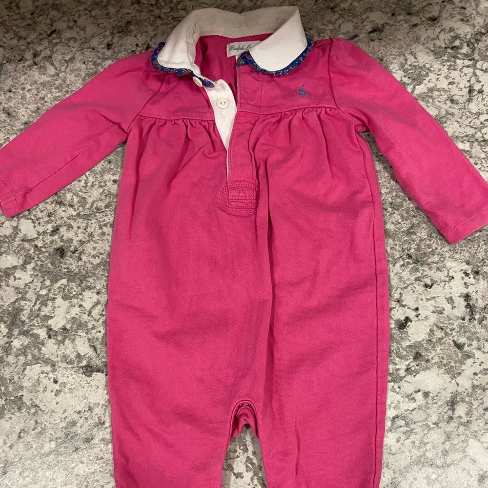 Ralph Lauren preppy collared long sleeve onesie